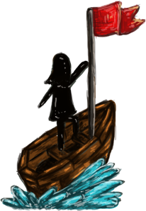 Girl Sailing on Boat Illustration